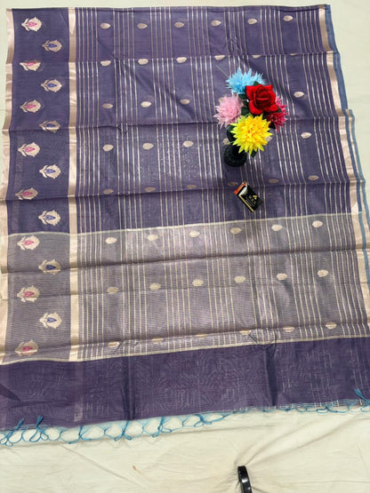 Grey Salab Buta Banarasi Silk Saree with Jacquard Work