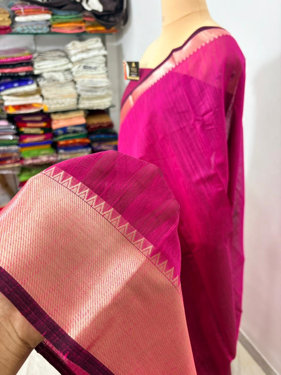 Cotton Banarasi Silk Saree(Multiple Colors)