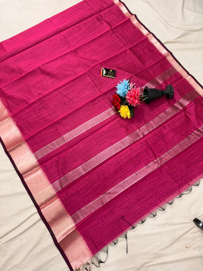 Cotton Banarasi Silk Saree(Multiple Colors)