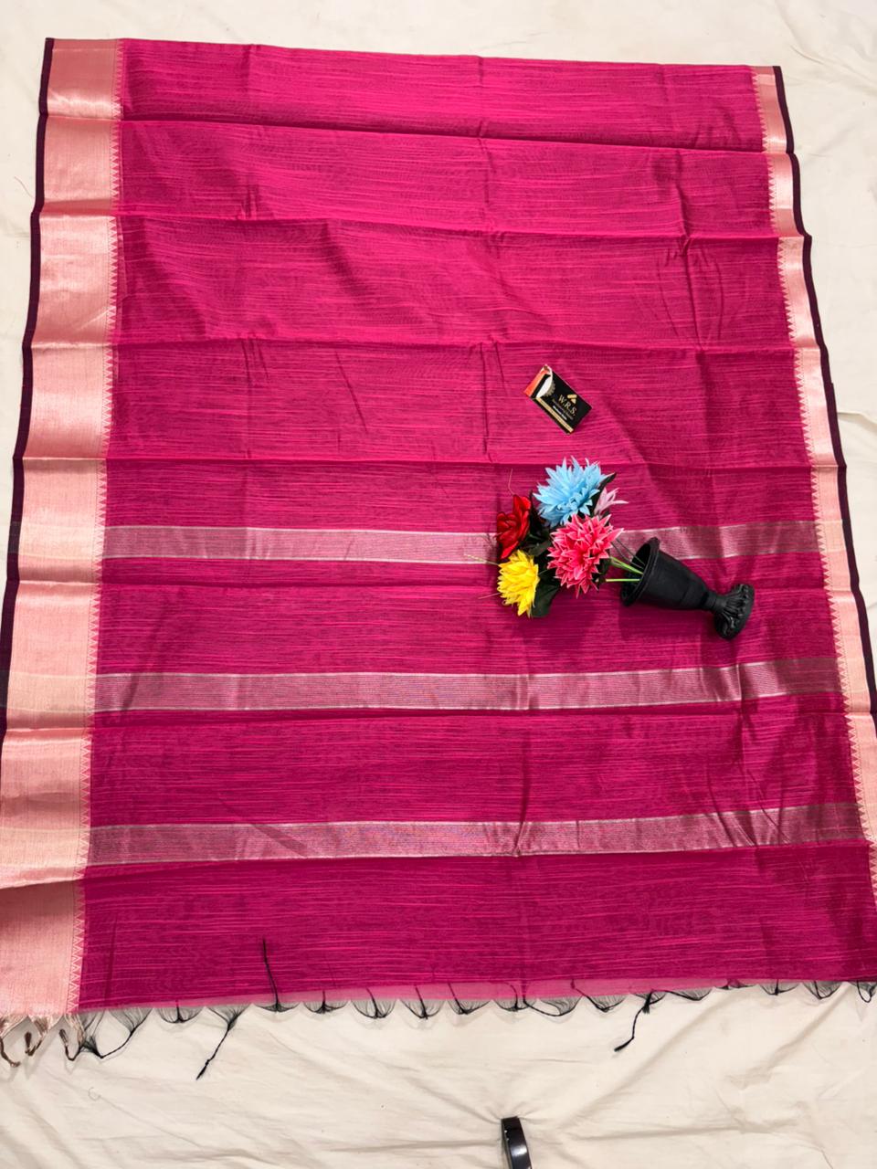 Cotton Banarasi Silk Saree(Multiple Colors)