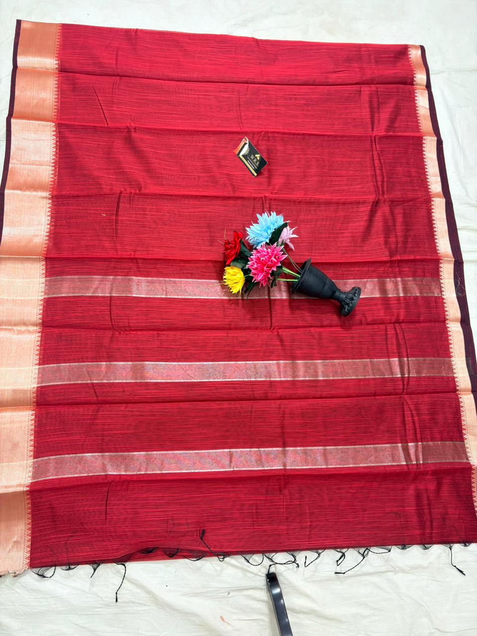 Cotton Banarasi Silk Saree(Multiple Colors)