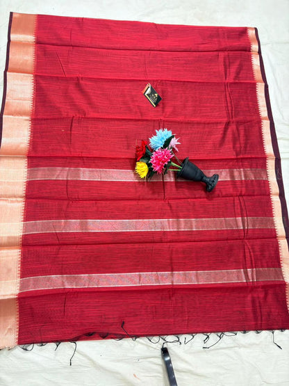 Cotton Banarasi Silk Saree(Multiple Colors)