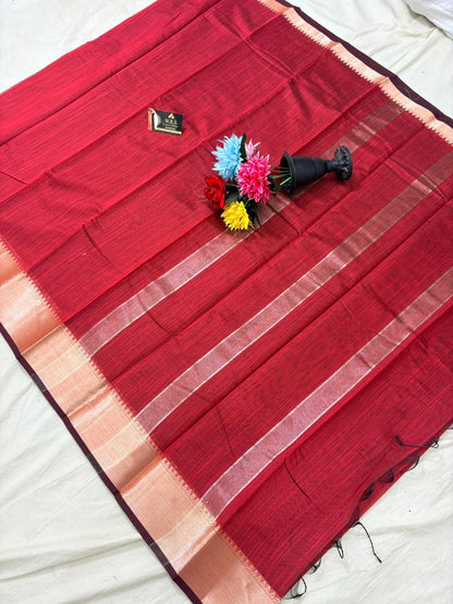 Cotton Banarasi Silk Saree(Multiple Colors)