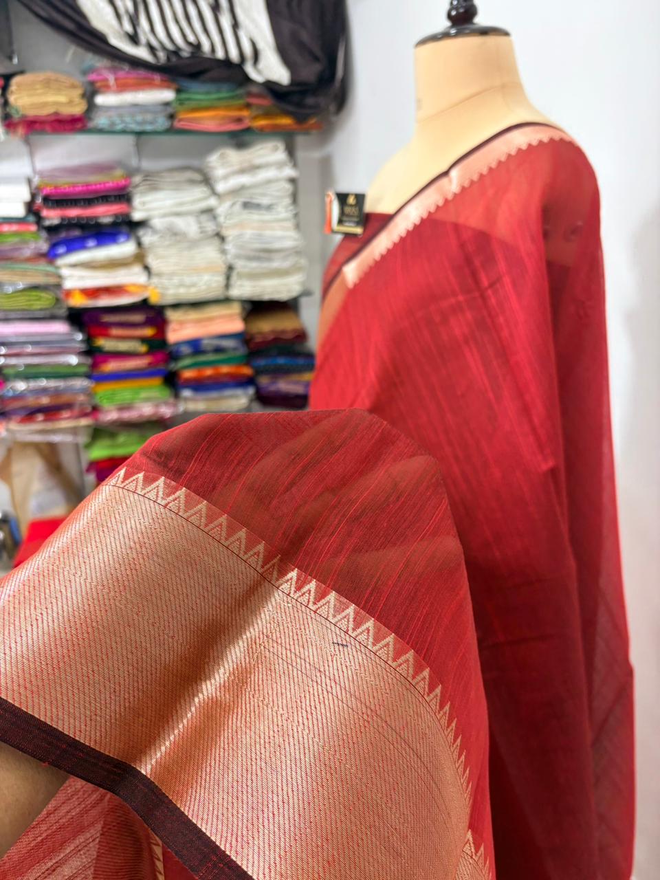 Cotton Banarasi Silk Saree(Multiple Colors)